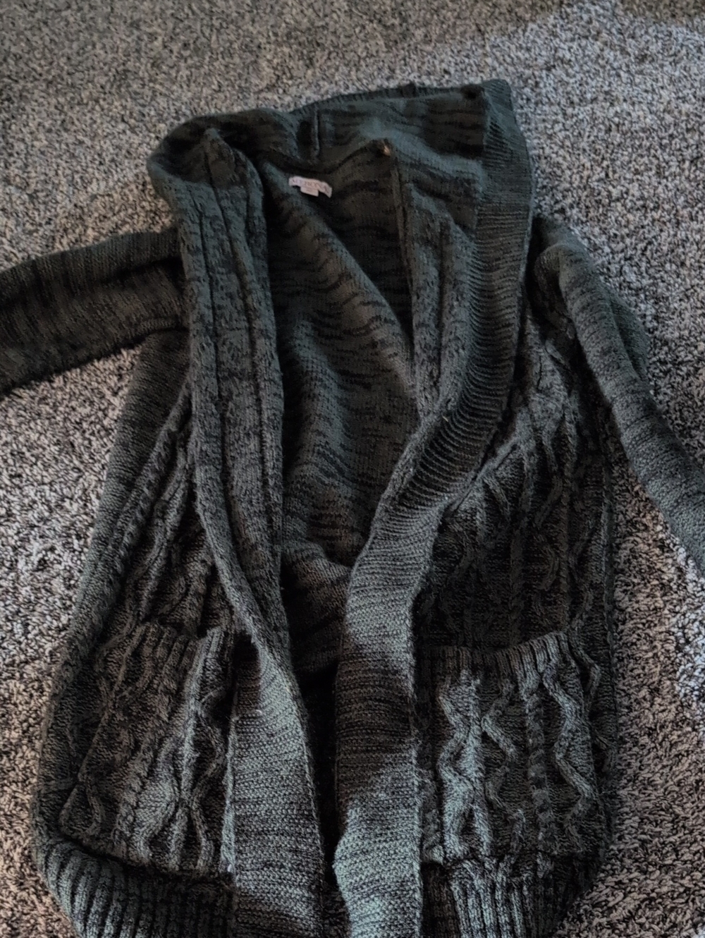 Merona Dark Green Cable Knit Open-Front Cardigan